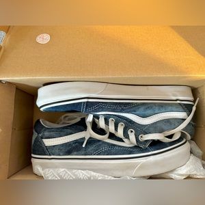 Vans Off The Wall 6 Blue Denim Acid Wash Old Skool Skateboard Women's size 7.5